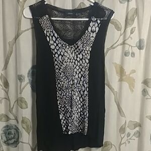Apt. 9 Black Tank Top with White Snake Print Panel